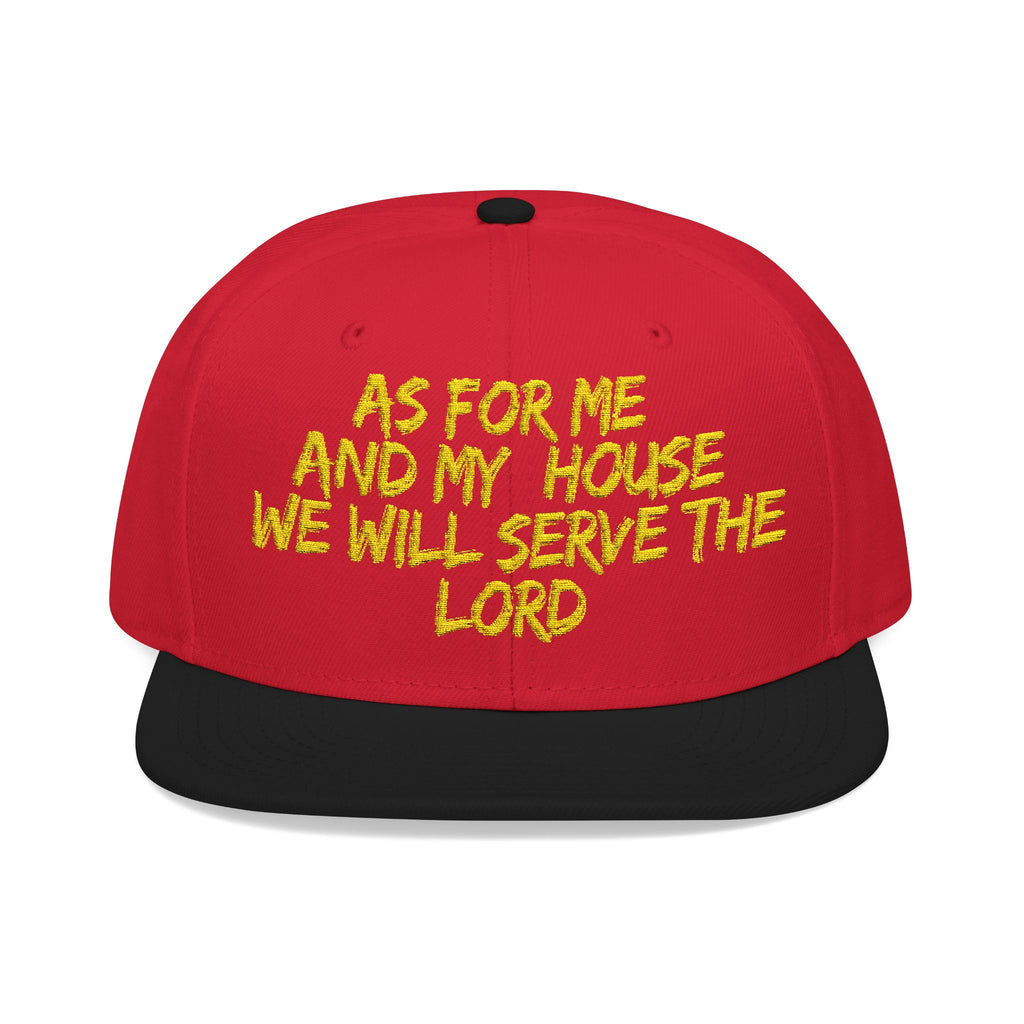 Embroidered Snapback Hat — “As For Me And My House, We Will Serve the Lord” Streetwear Cap