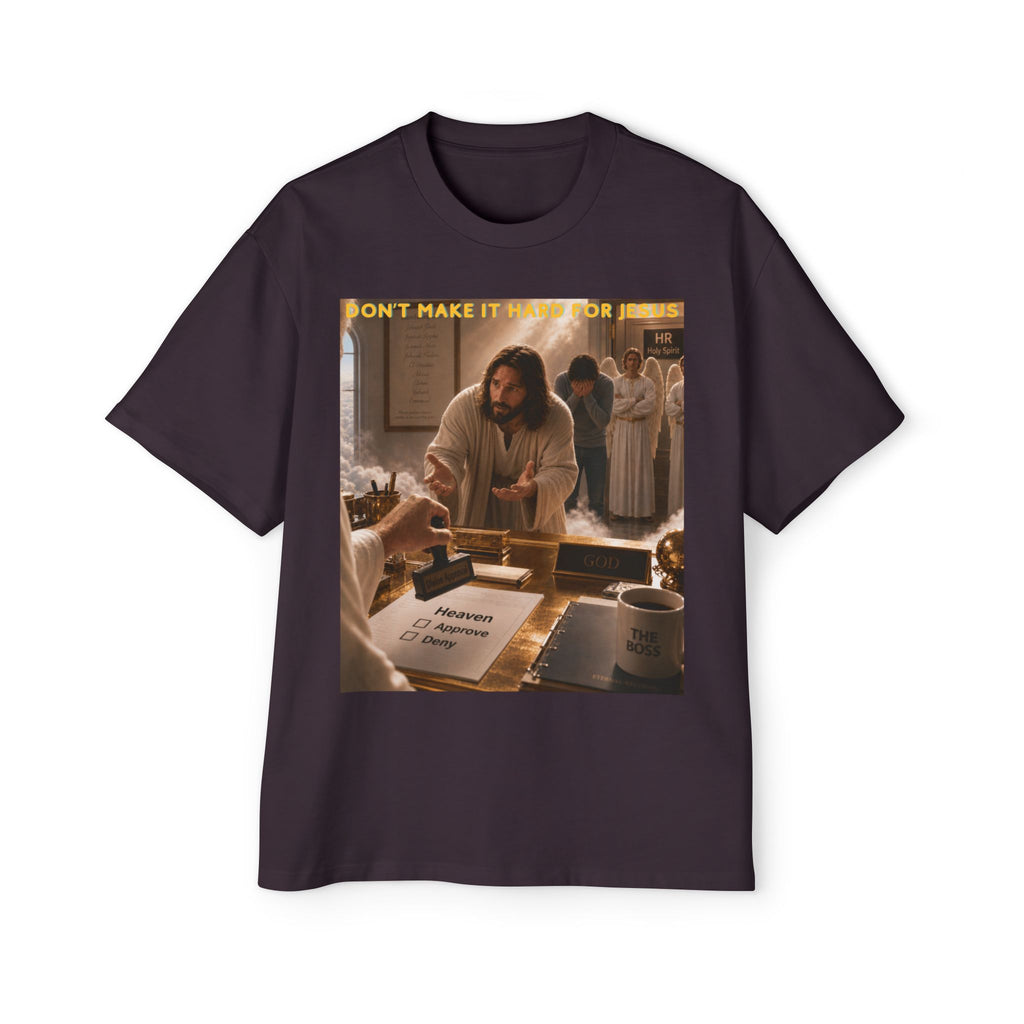 Christian Jesus Graphic Tee — "Don't Make It Hard For Jesus" Oversized Shirt