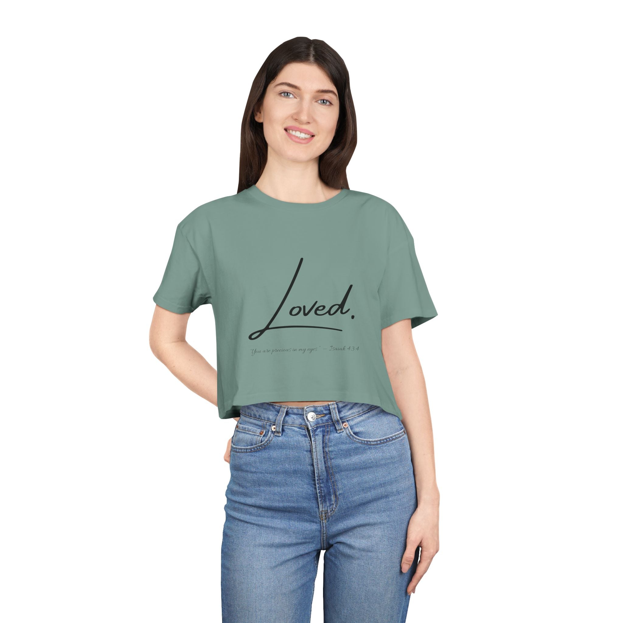Loved Crop Tee — Christian Faith Message Women’s Cropped Shirt