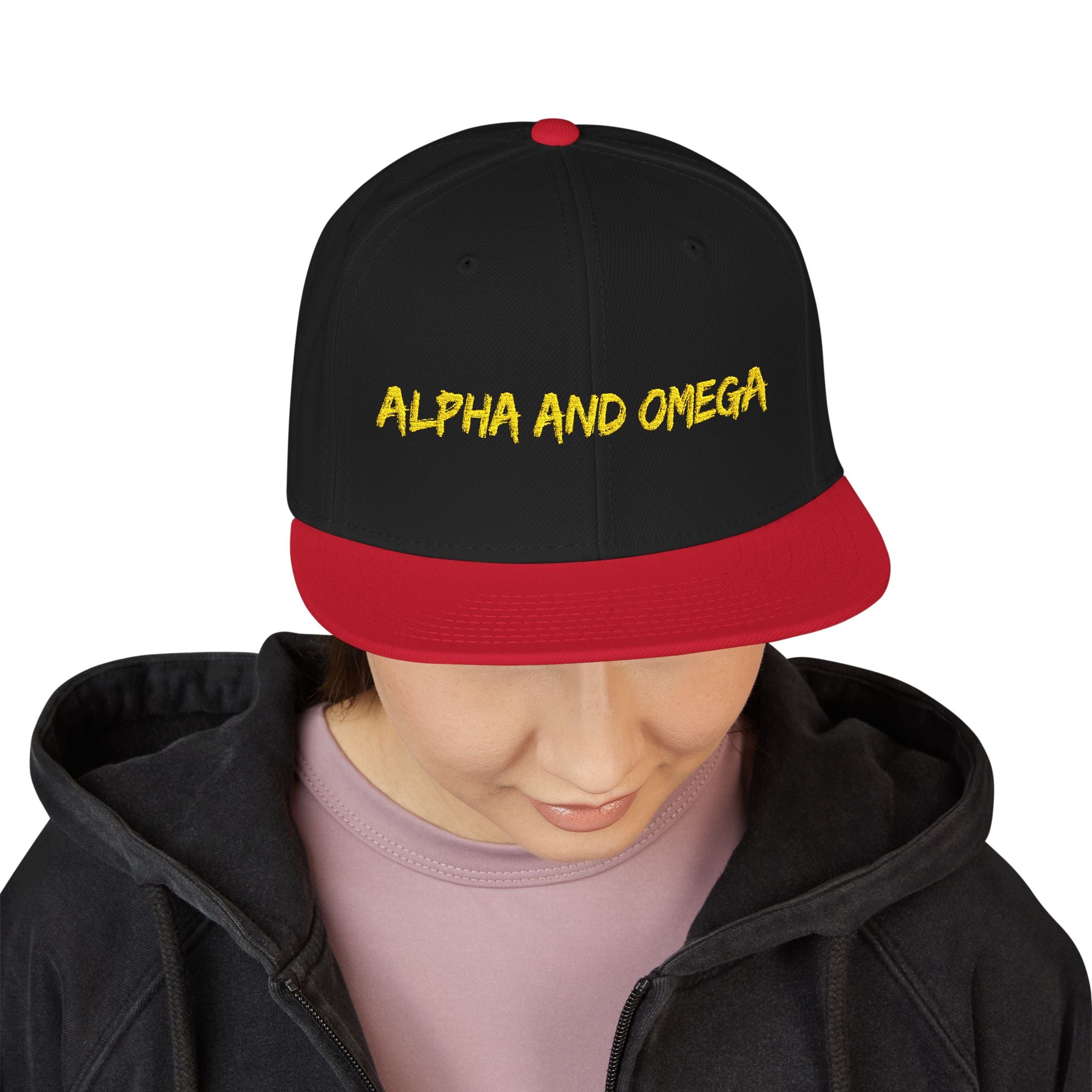 Embroidered "Alpha and Omega" Snapback Hat - Streetwear Trucker Cap