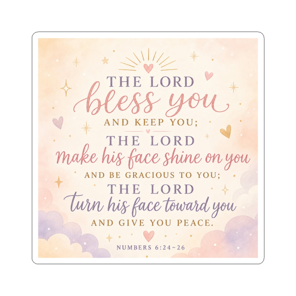 Bless You Bible Verse Sticker — Numbers 6:24-26 Inspirational Kiss-Cut Sticker