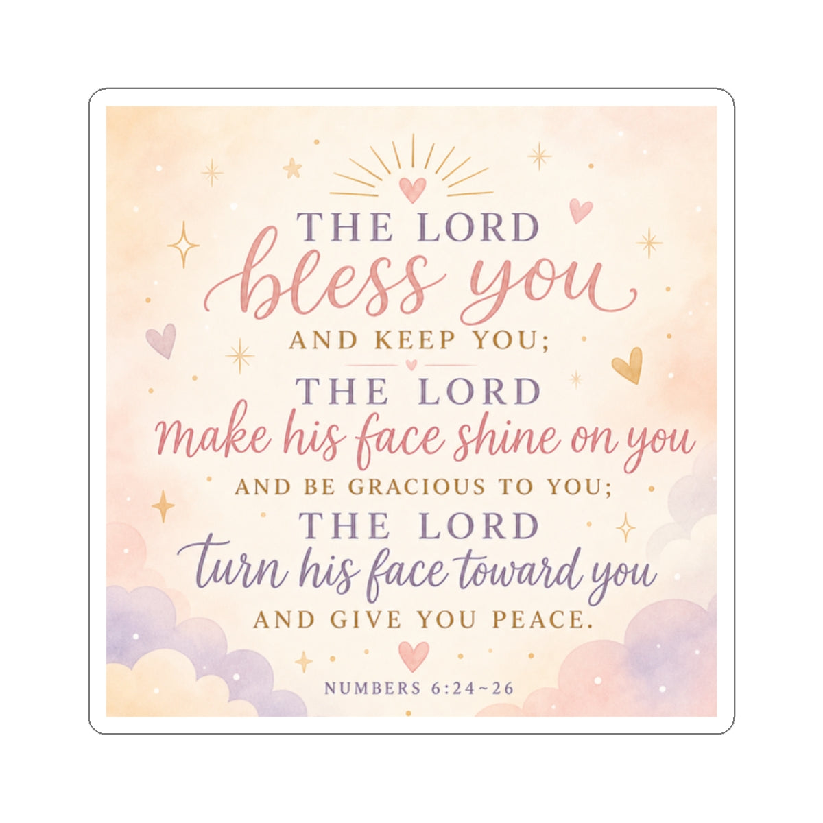 Bless You Bible Verse Sticker — Numbers 6:24-26 Inspirational Kiss-Cut Sticker