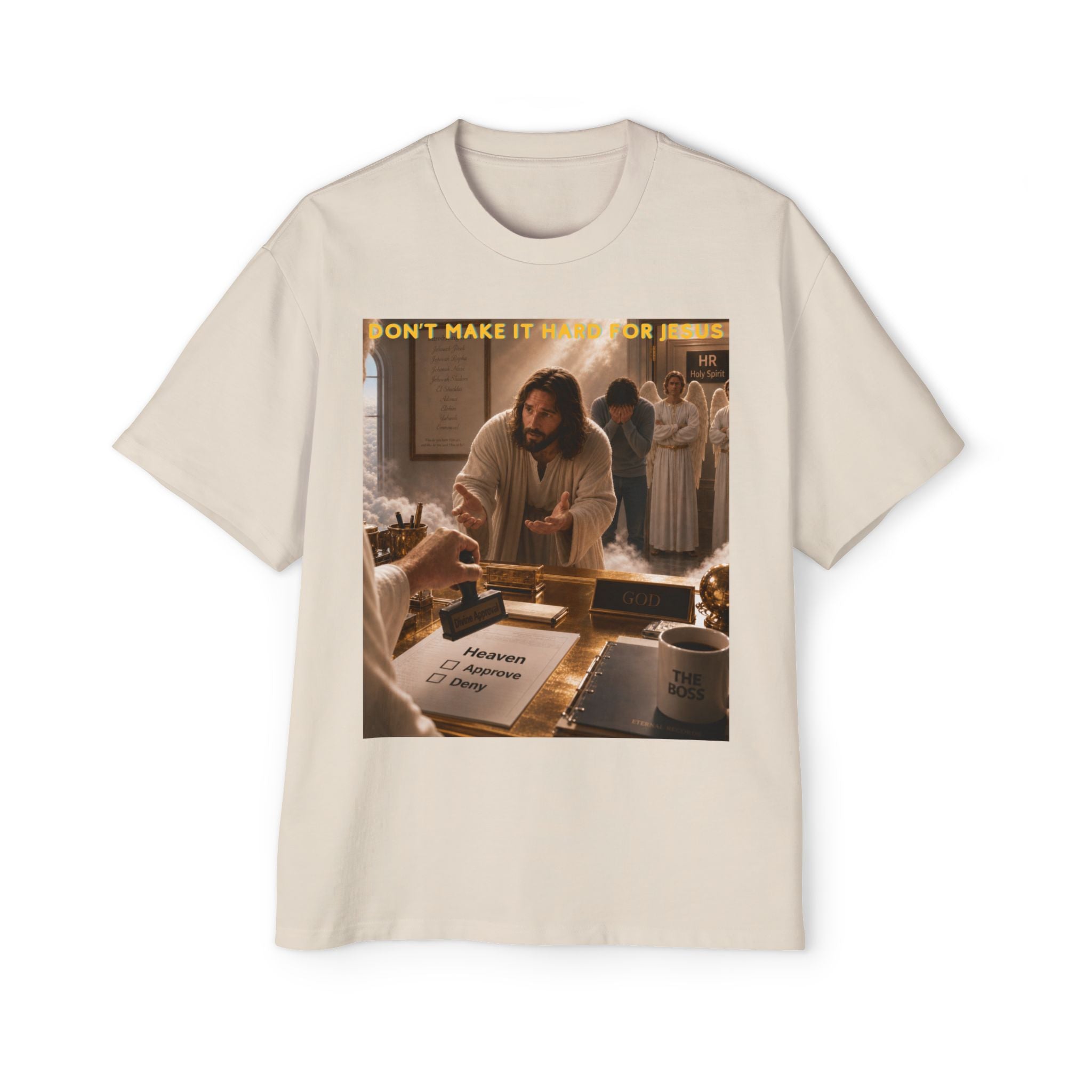 Christian Jesus Graphic Tee — "Don't Make It Hard For Jesus" Oversized Shirt