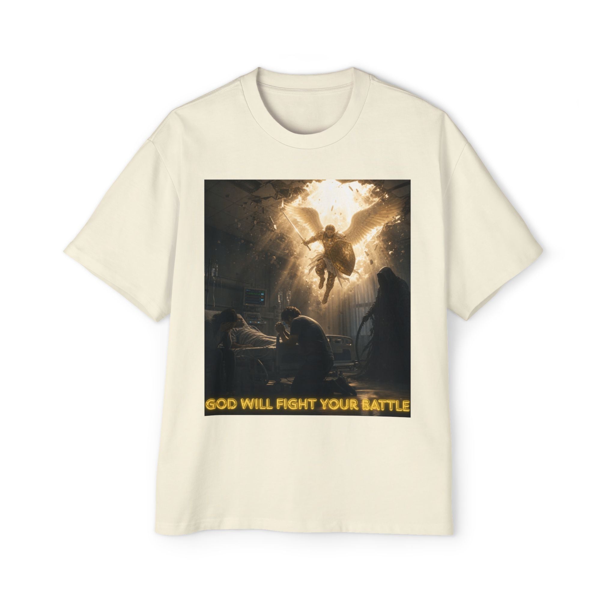 Christian Graphic Tee — "God Will Fight Your Battle" Oversized T‑Shirt