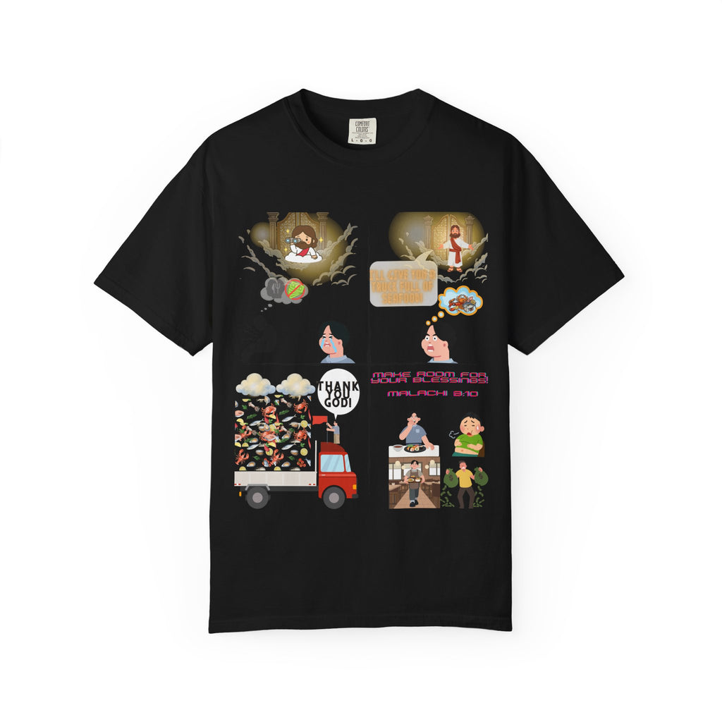 Graphic Panel T-Shirt — Cute Storyboard Illustrations "Make Room For Your Blessings"
