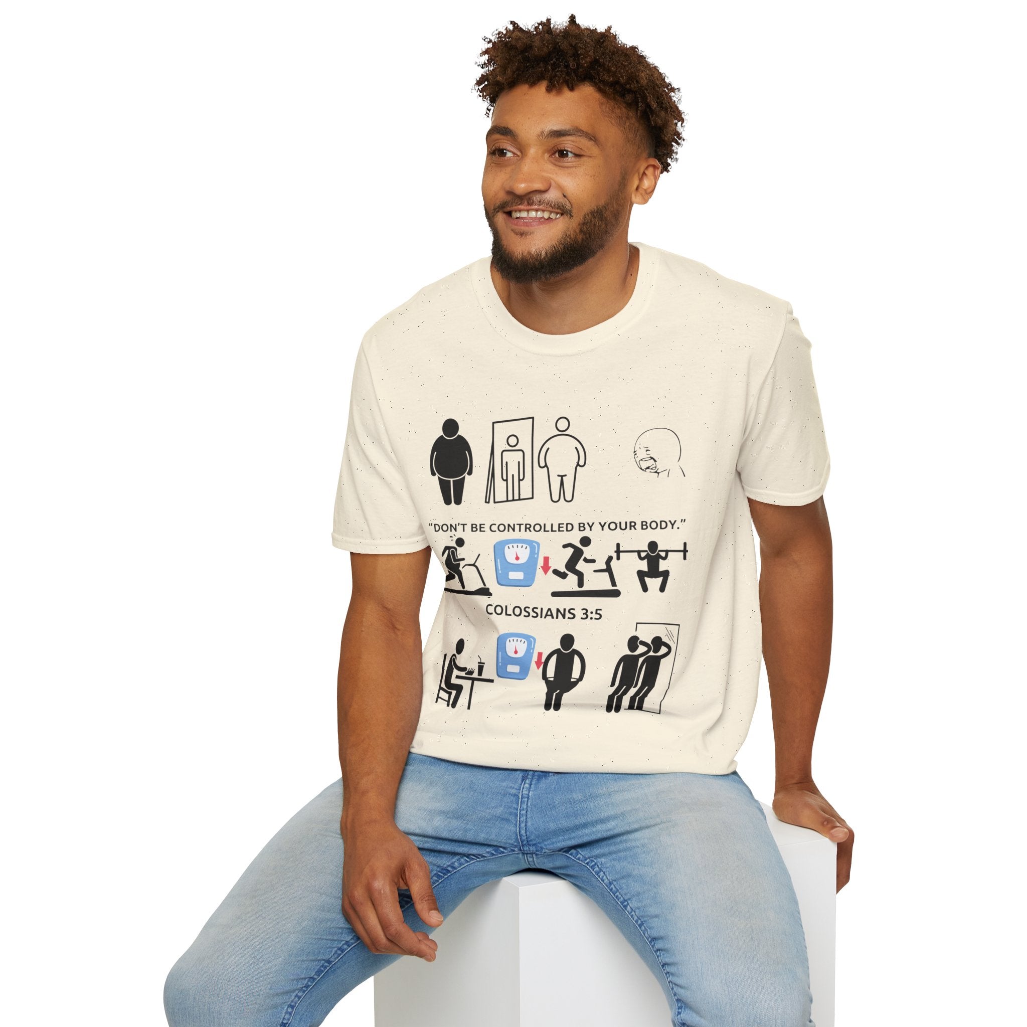 T-Shirt — “Don’t Be Controlled By Your Body” Christian Fitness Graphic