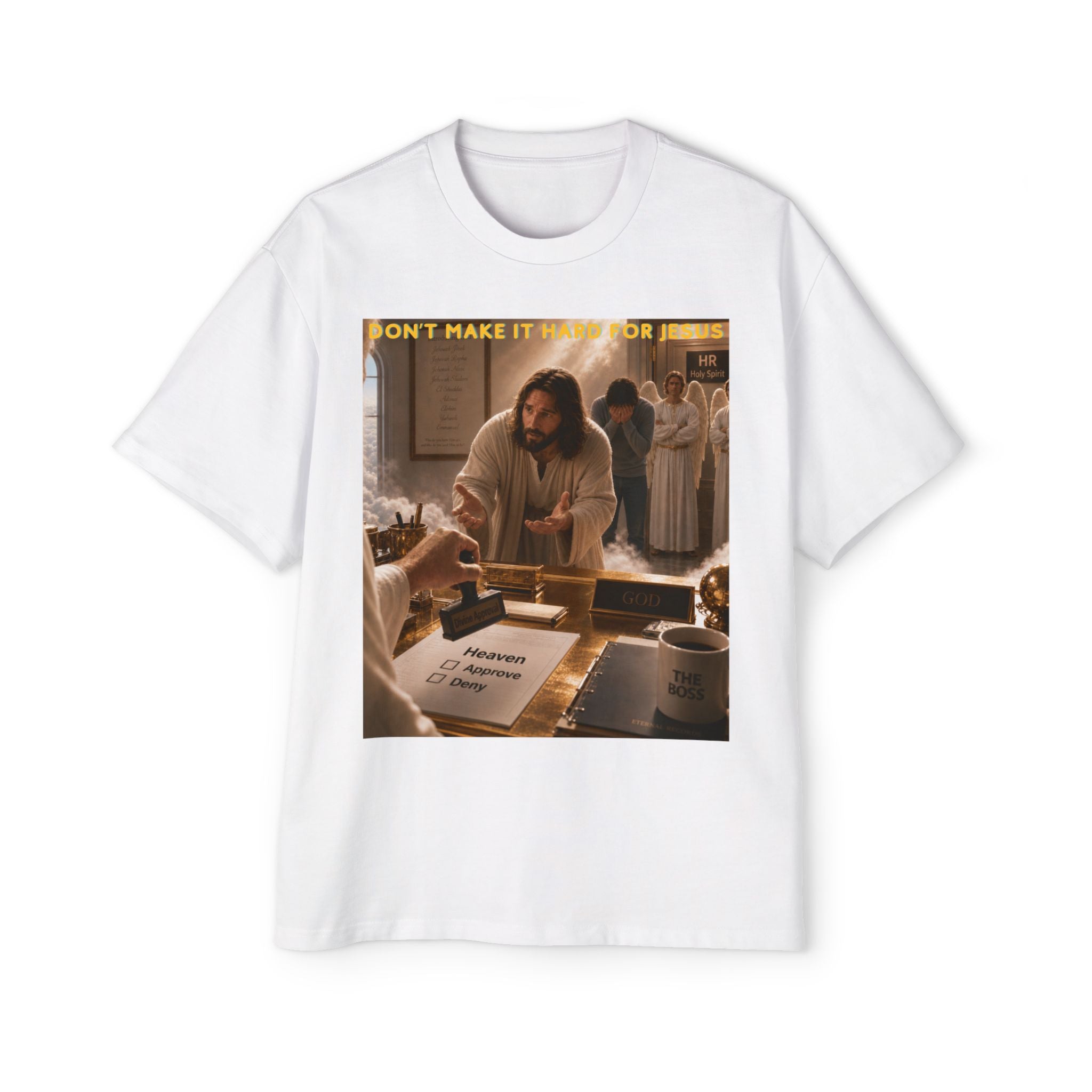 Christian Jesus Graphic Tee — "Don't Make It Hard For Jesus" Oversized Shirt