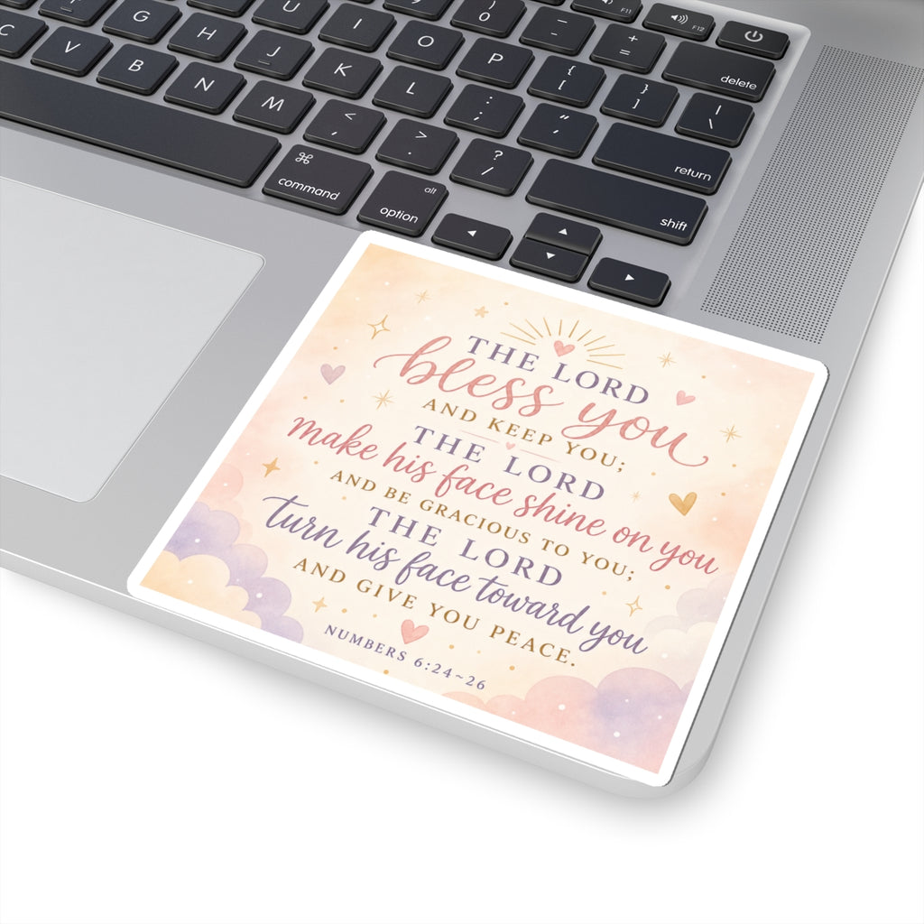 Bless You Bible Verse Sticker — Numbers 6:24-26 Inspirational Kiss-Cut Sticker