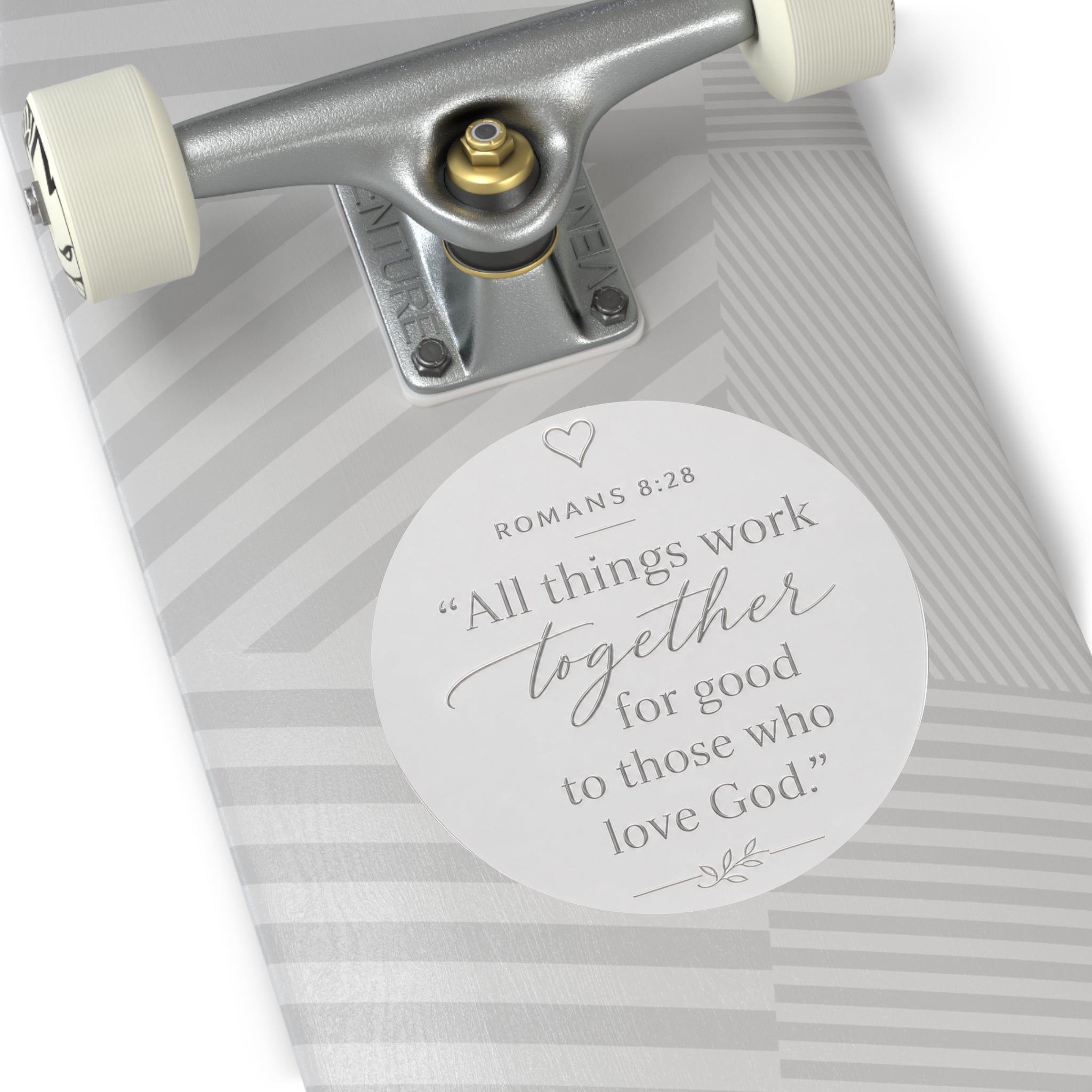 Romans 8:28 Round Vinyl Sticker — "All Things Work Together" Inspirational Christian Decal