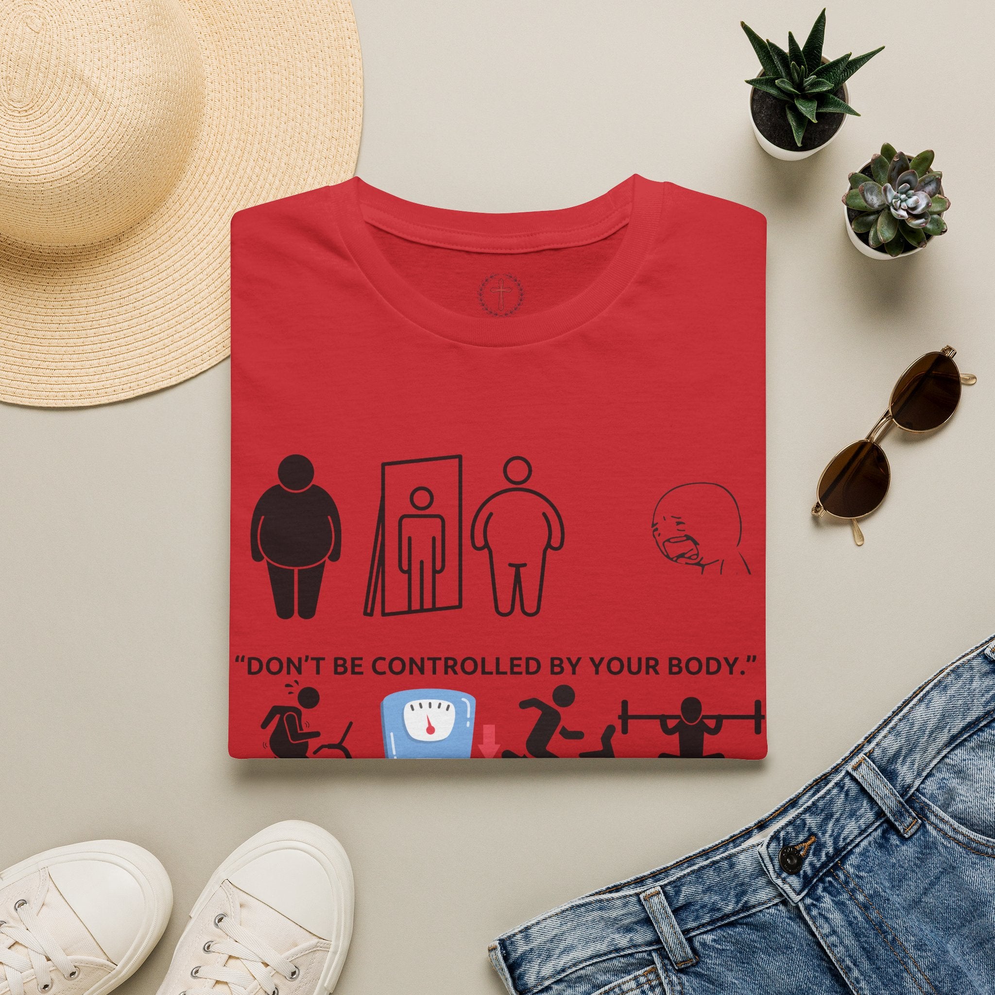 T-Shirt — “Don’t Be Controlled By Your Body” Christian Fitness Graphic