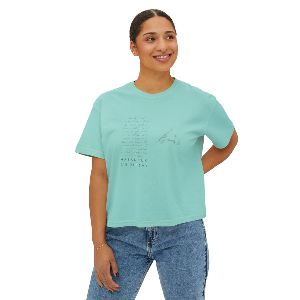 Christian Cross Boxy Tee — Write the Vision and Make It Plain KJV