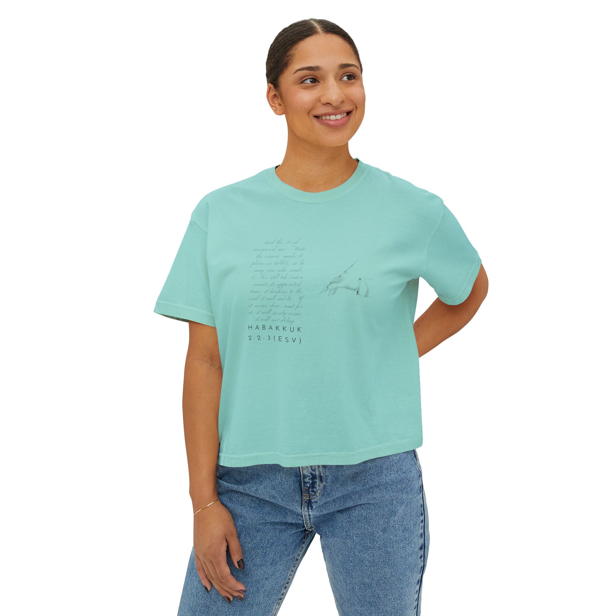 Christian Cross Boxy Tee — Write the Vision and Make It Plain KJV