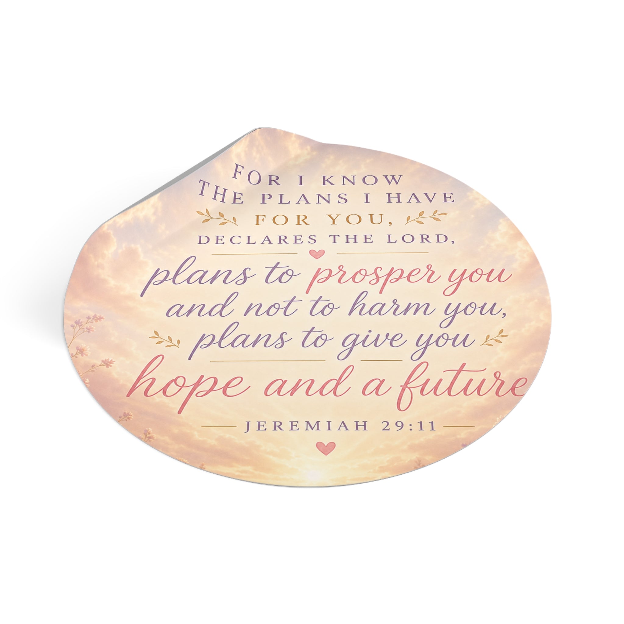 Jeremiah 29:11 Round Vinyl Sticker — "Plans to Prosper You" Inspirational Faith Sticker