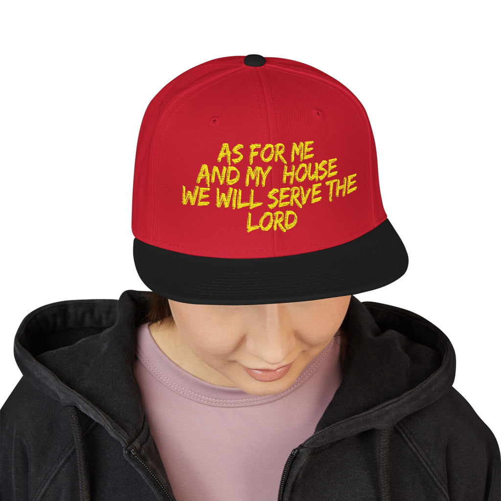 Embroidered Snapback Hat — “As For Me And My House, We Will Serve the Lord” Streetwear Cap