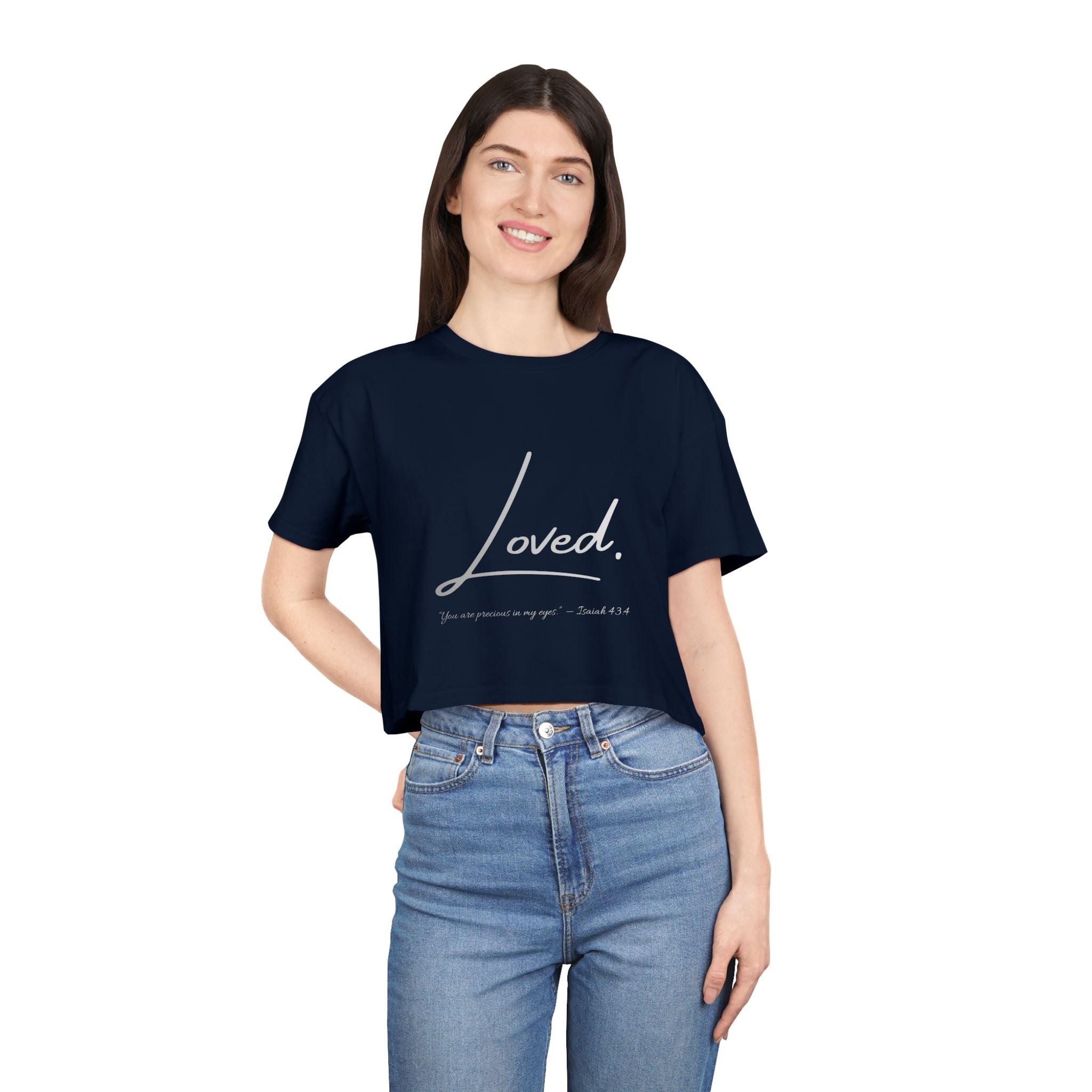 Loved Crop Tee — Christian Faith Message Women’s Cropped Shirt