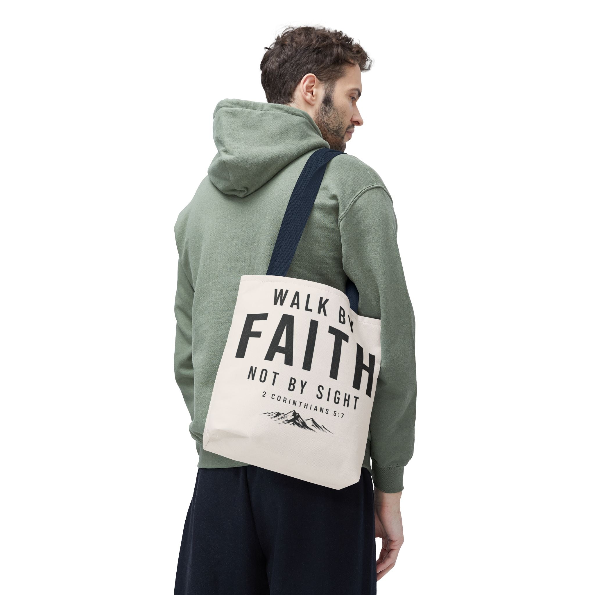 Faith Tote Bag — "Walk by Faith, Not by Sight" Inspirational Scripture Tote
