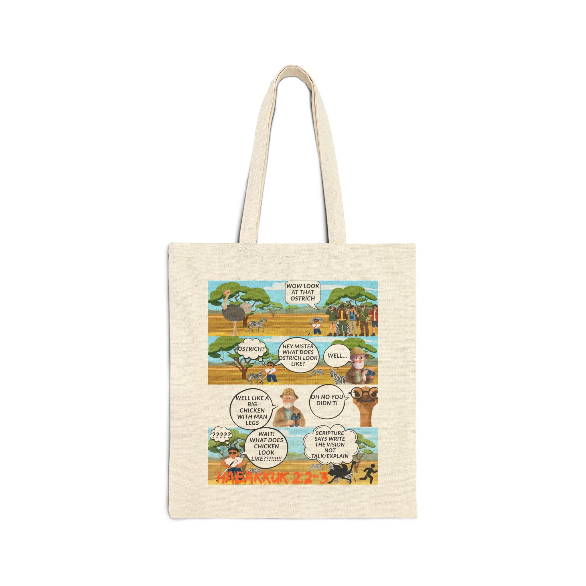 Bible Verse Tote Bag — Habakkuk 2:2-3 Canvas Shoulder Bag