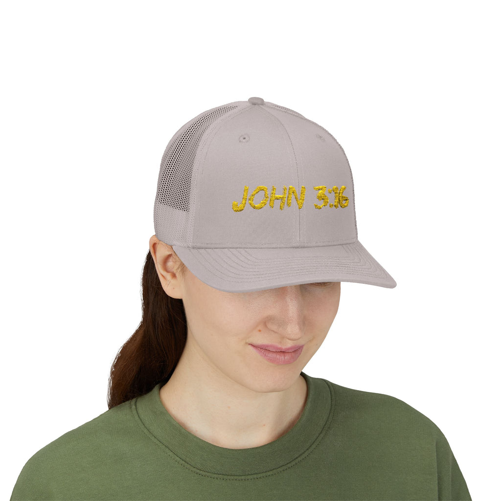 John 3:16 Trucker Cap — Embroidered Christian Snapback Mesh back Hat