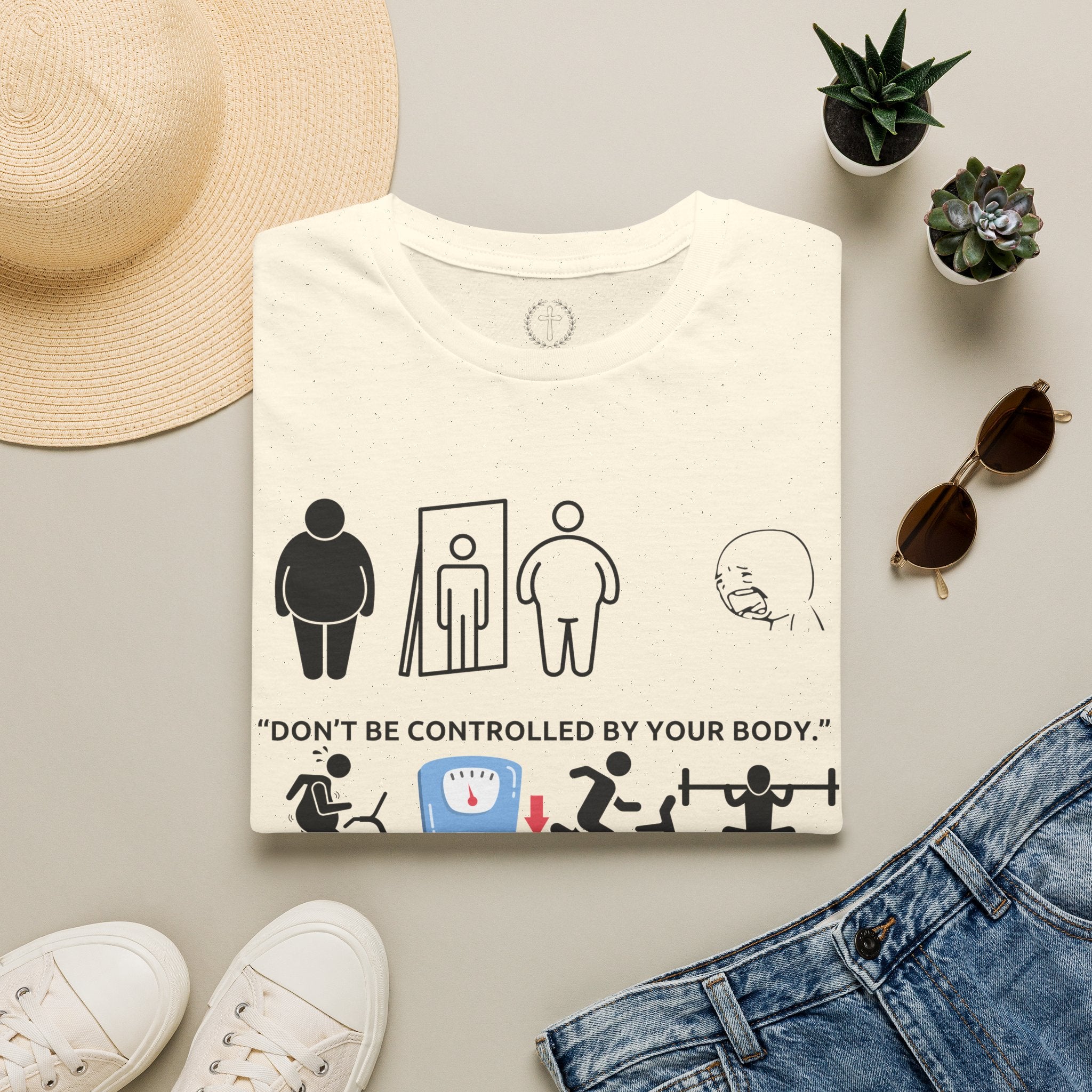 T-Shirt — “Don’t Be Controlled By Your Body” Christian Fitness Graphic