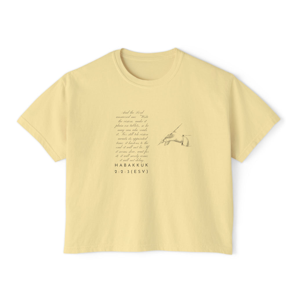 Christian Cross Boxy Tee — Write the Vision and Make It Plain KJV