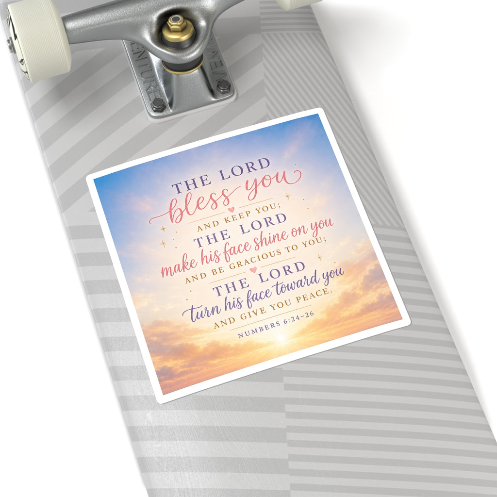 Blessing Verse Square Sticker — Numbers 6:24-26 Inspirational Faith Sticker