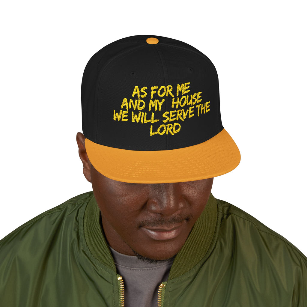 Embroidered Snapback Hat — “As For Me And My House, We Will Serve the Lord” Streetwear Cap
