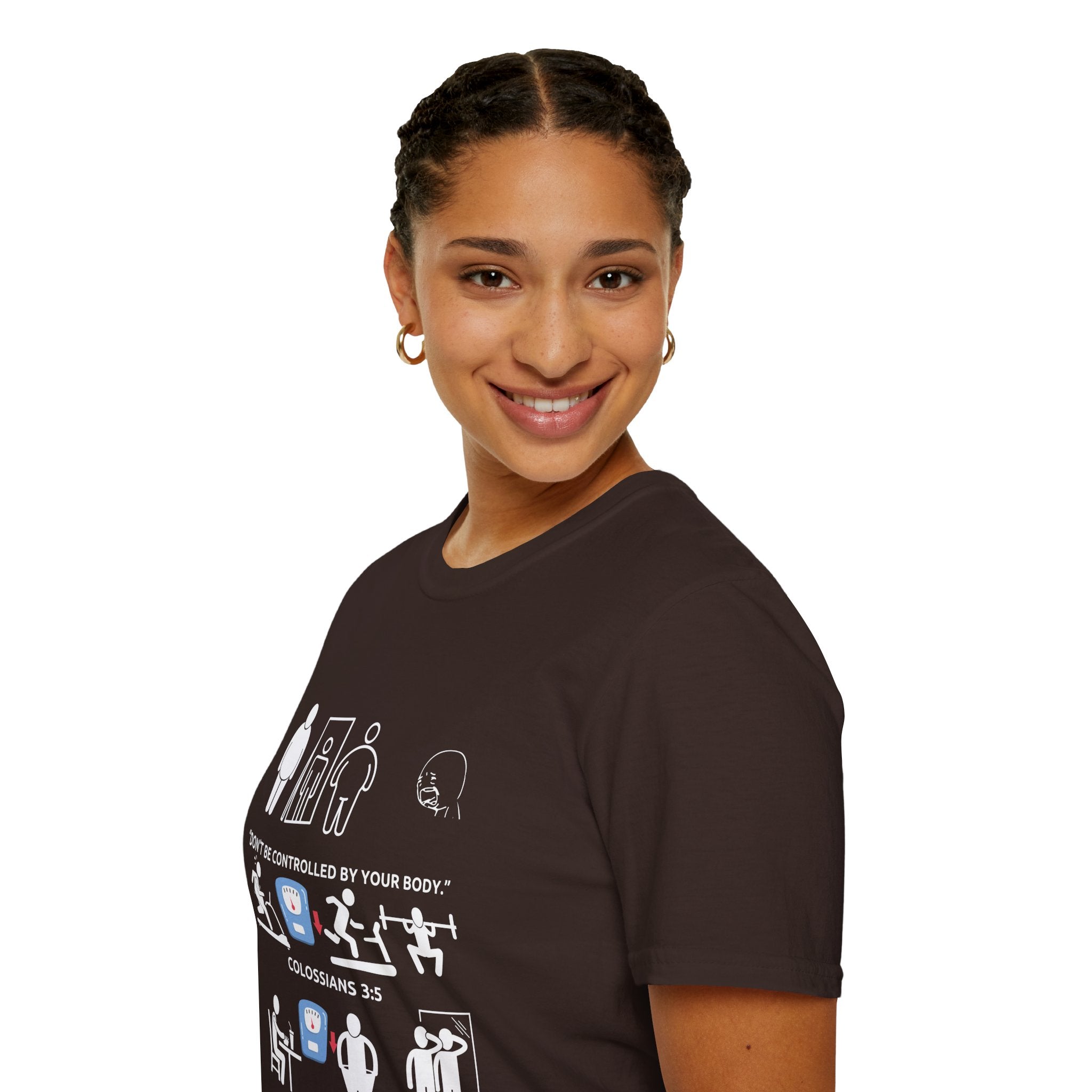 T-Shirt — “Don’t Be Controlled By Your Body” Christian Fitness Graphic