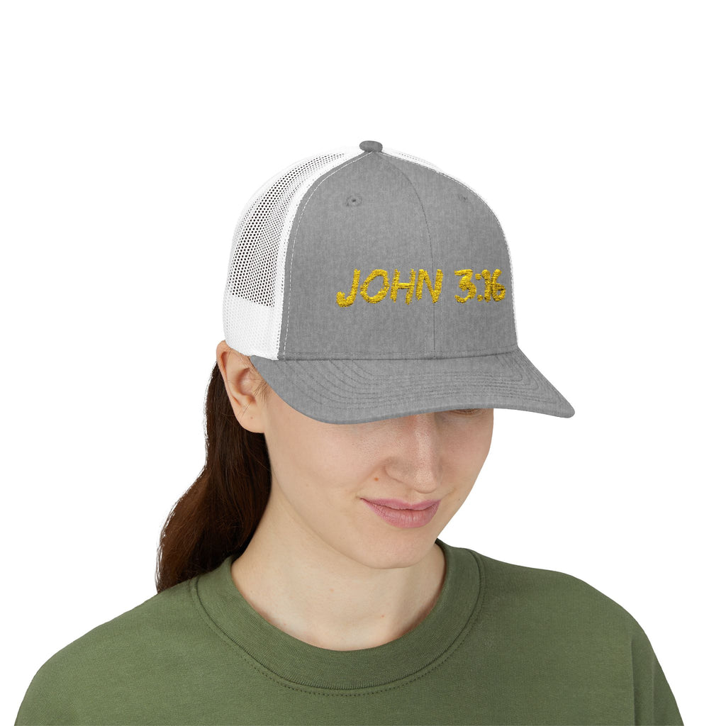 John 3:16 Trucker Cap — Embroidered Christian Snapback Mesh back Hat