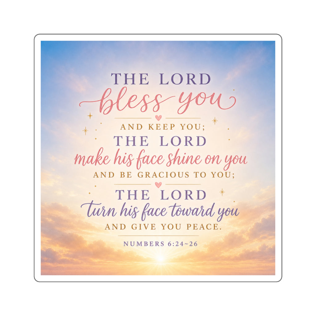 Blessing Verse Square Sticker — Numbers 6:24-26 Inspirational Faith Sticker