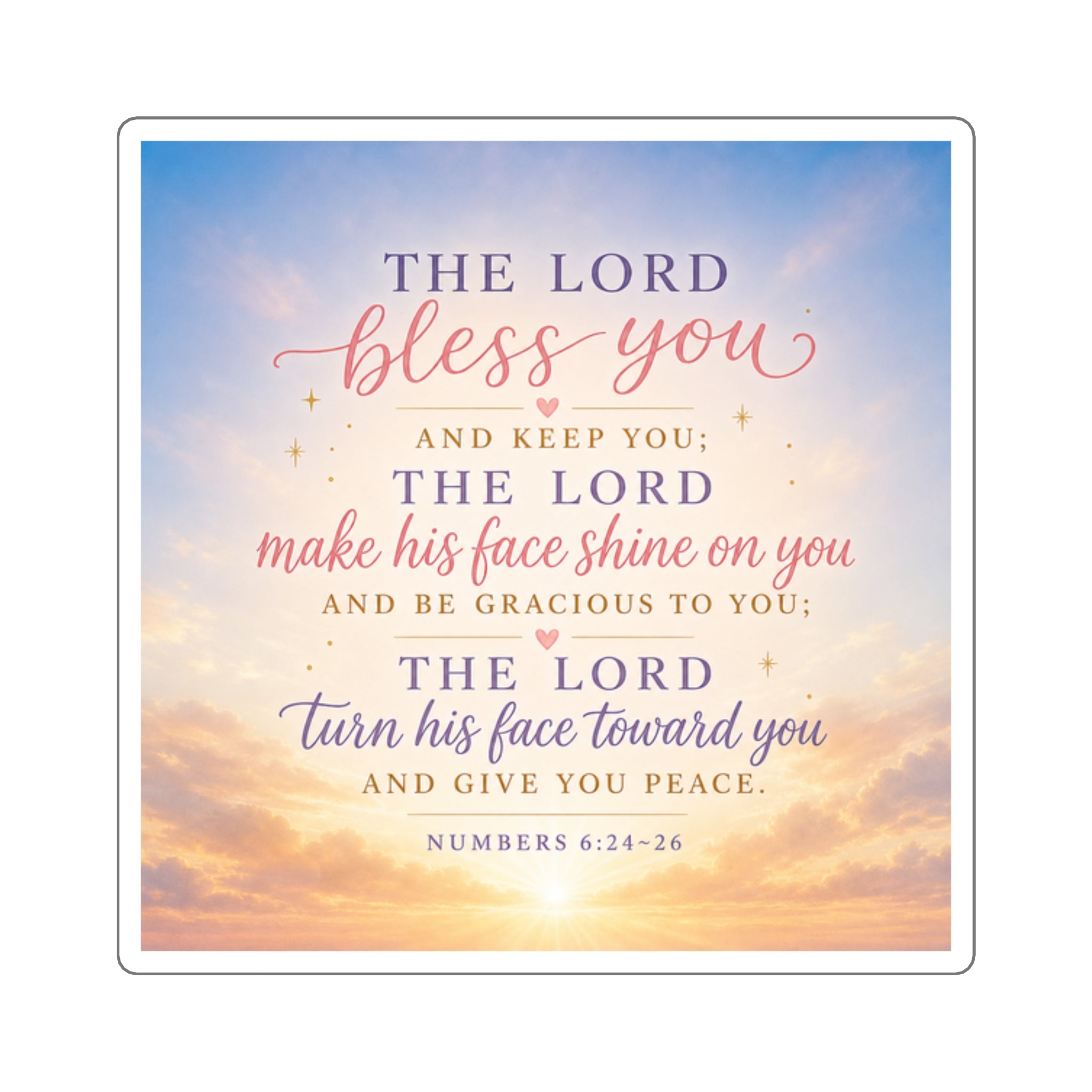 Blessing Verse Square Sticker — Numbers 6:24-26 Inspirational Faith Sticker