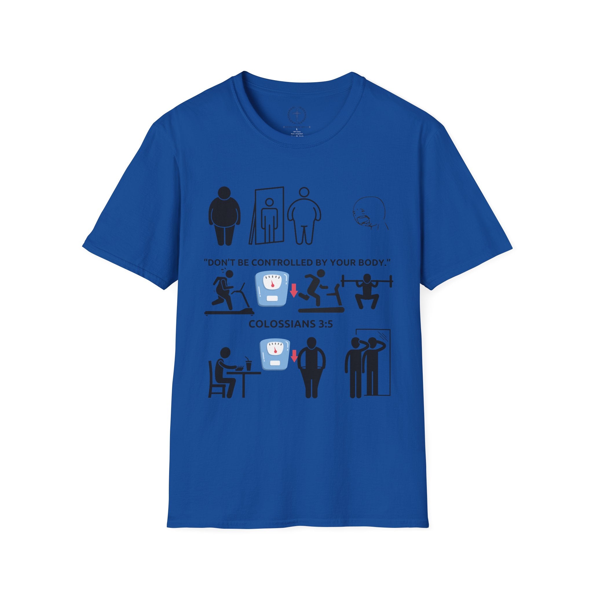 T-Shirt — “Don’t Be Controlled By Your Body” Christian Fitness Graphic