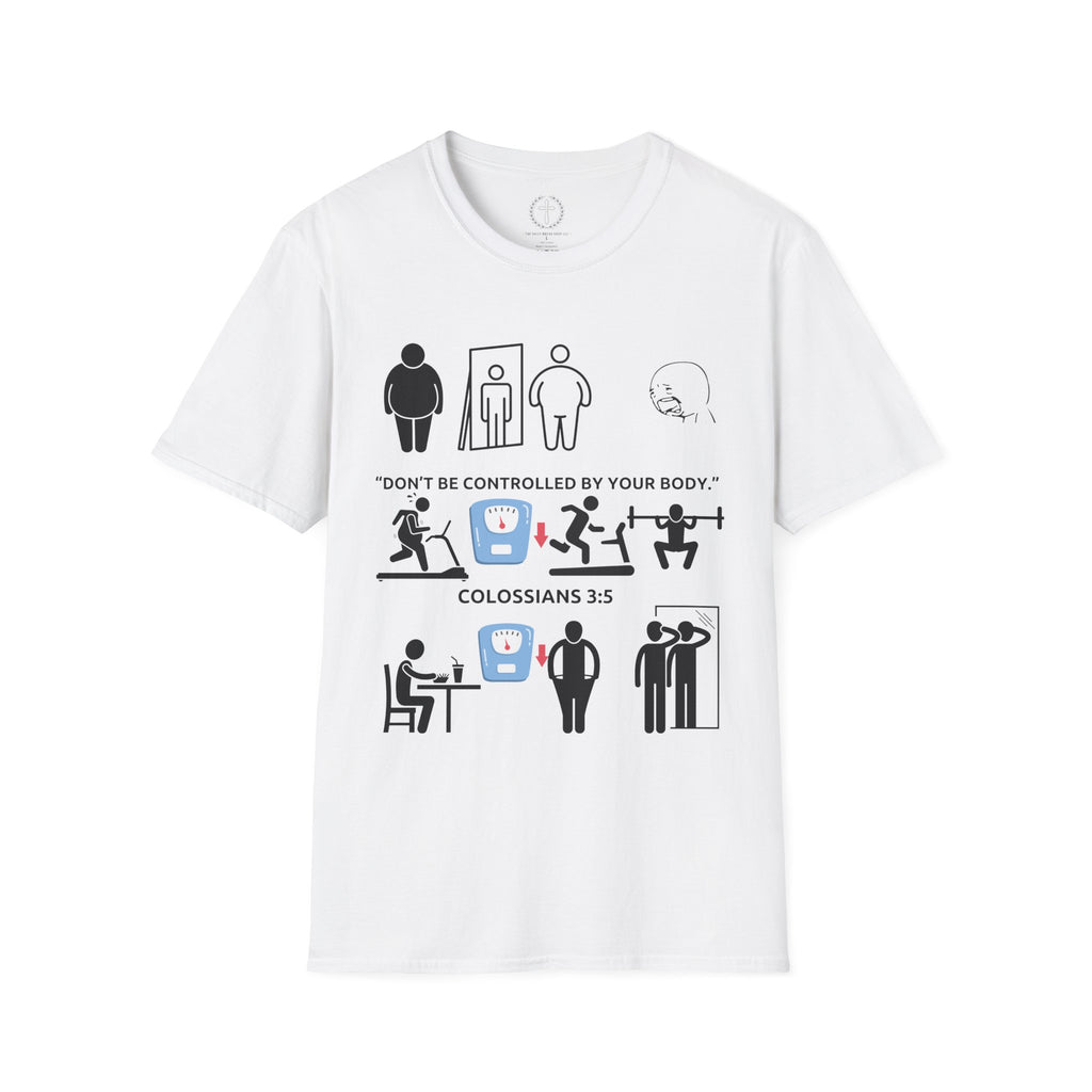 T-Shirt — “Don’t Be Controlled By Your Body” Christian Fitness Graphic