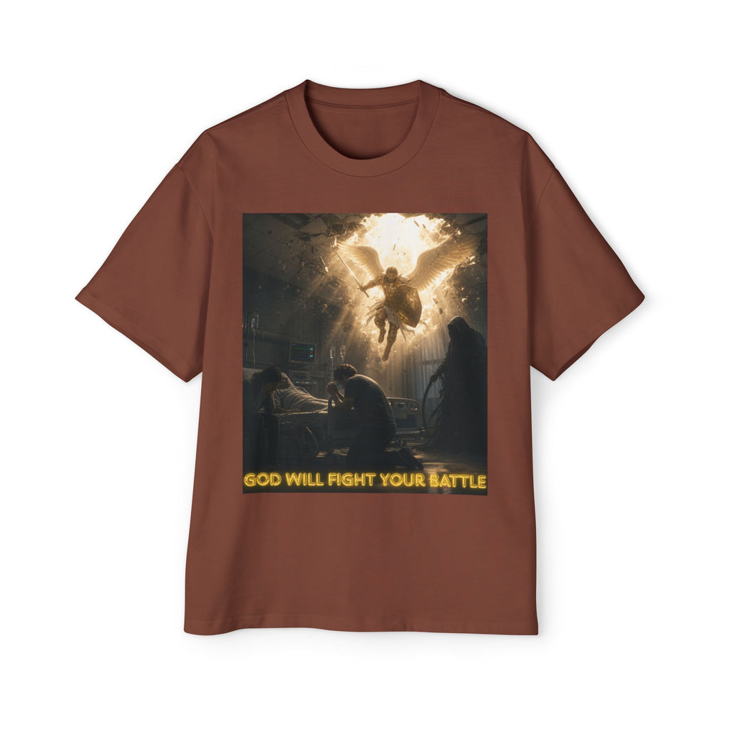 Christian Graphic Tee — "God Will Fight Your Battle" Oversized T‑Shirt