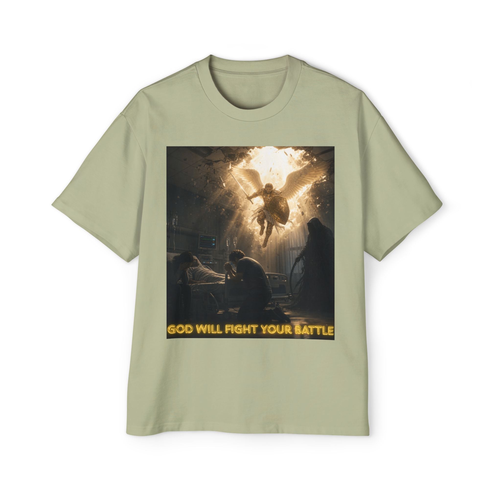 Christian Graphic Tee — "God Will Fight Your Battle" Oversized T‑Shirt