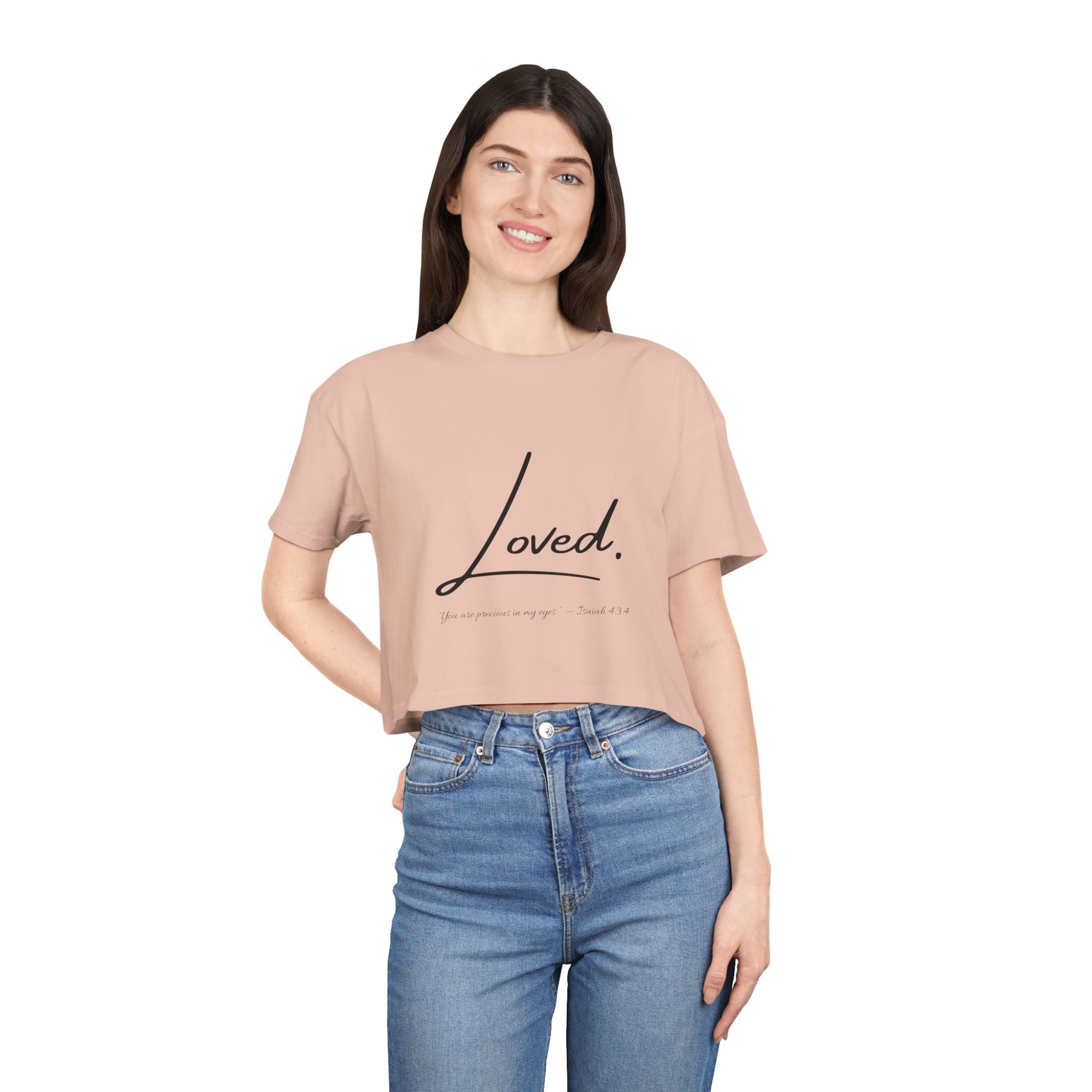 Loved Crop Tee — Christian Faith Message Women’s Cropped Shirt