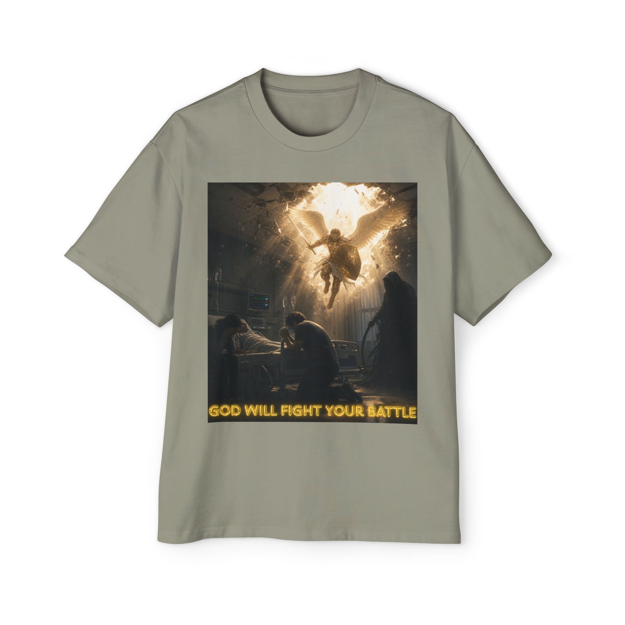 Christian Graphic Tee — "God Will Fight Your Battle" Oversized T‑Shirt