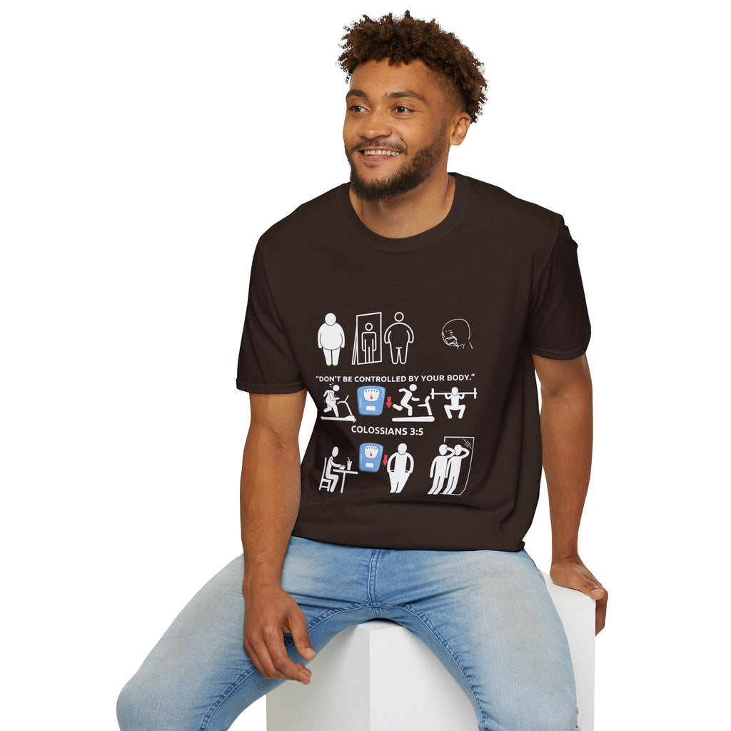 T-Shirt — “Don’t Be Controlled By Your Body” Christian Fitness Graphic