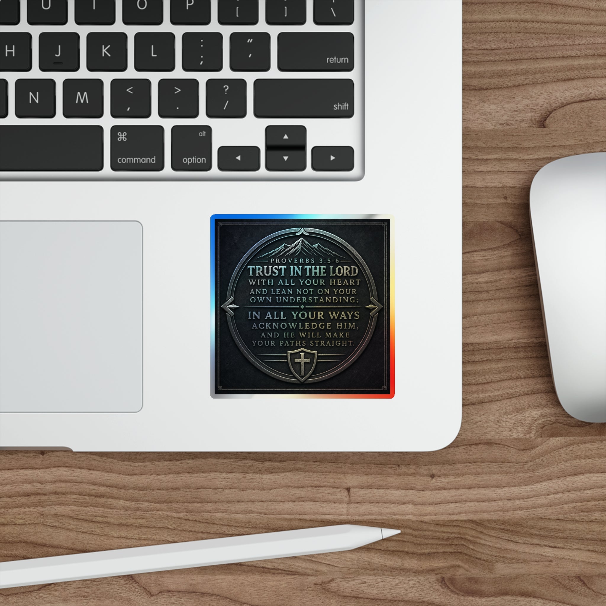 Holographic Faith Sticker — Proverbs 3:5 Inspirational Die-Cut