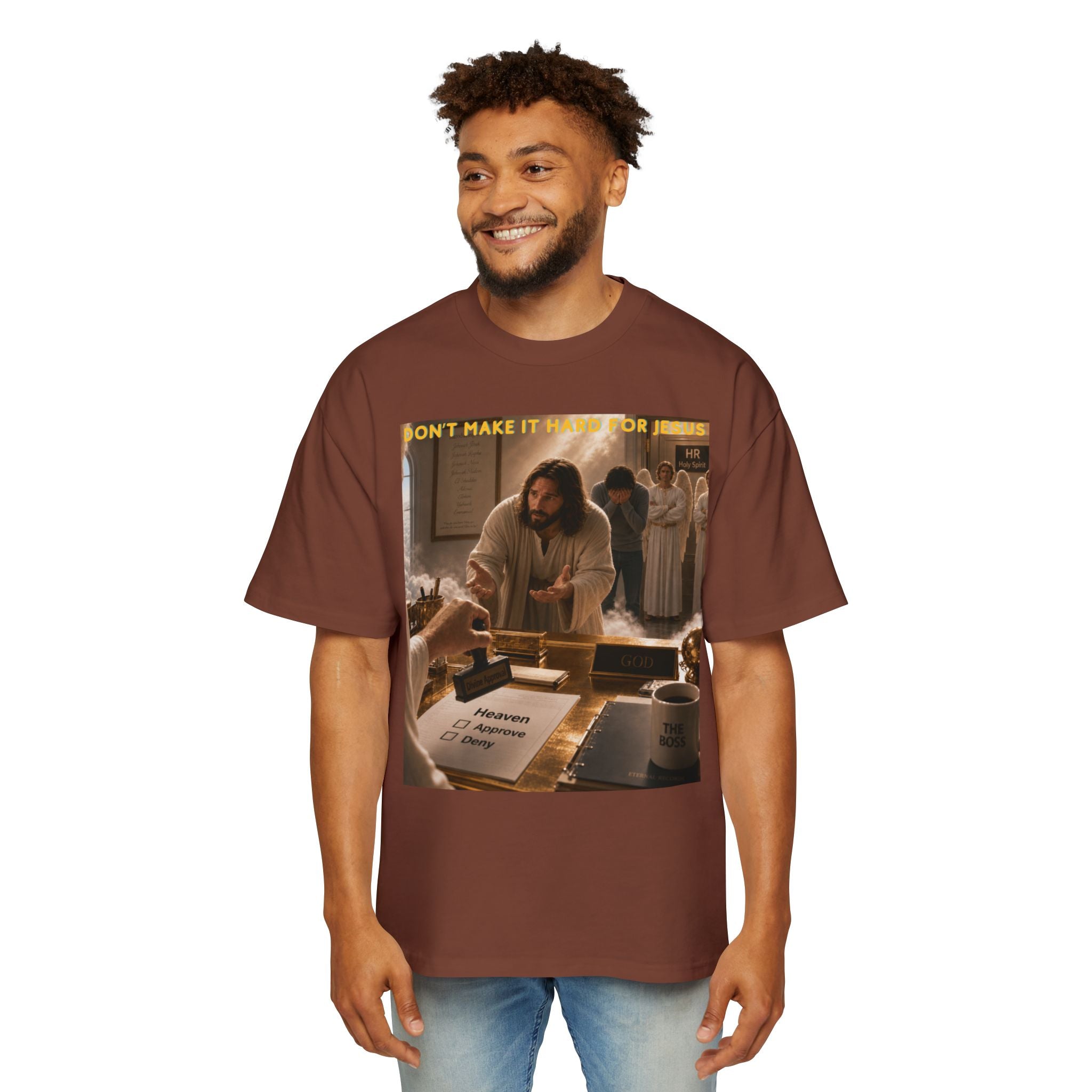 Christian Jesus Graphic Tee — "Don't Make It Hard For Jesus" Oversized Shirt