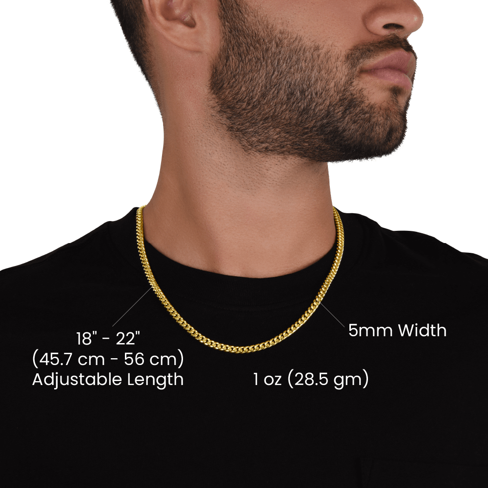 “Strong & Courageous” Cuban Link Chain | Joshua 1:9 Christian Necklace for Men