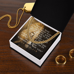 “Strong & Courageous” Cuban Link Chain | Joshua 1:9 Christian Necklace for Men