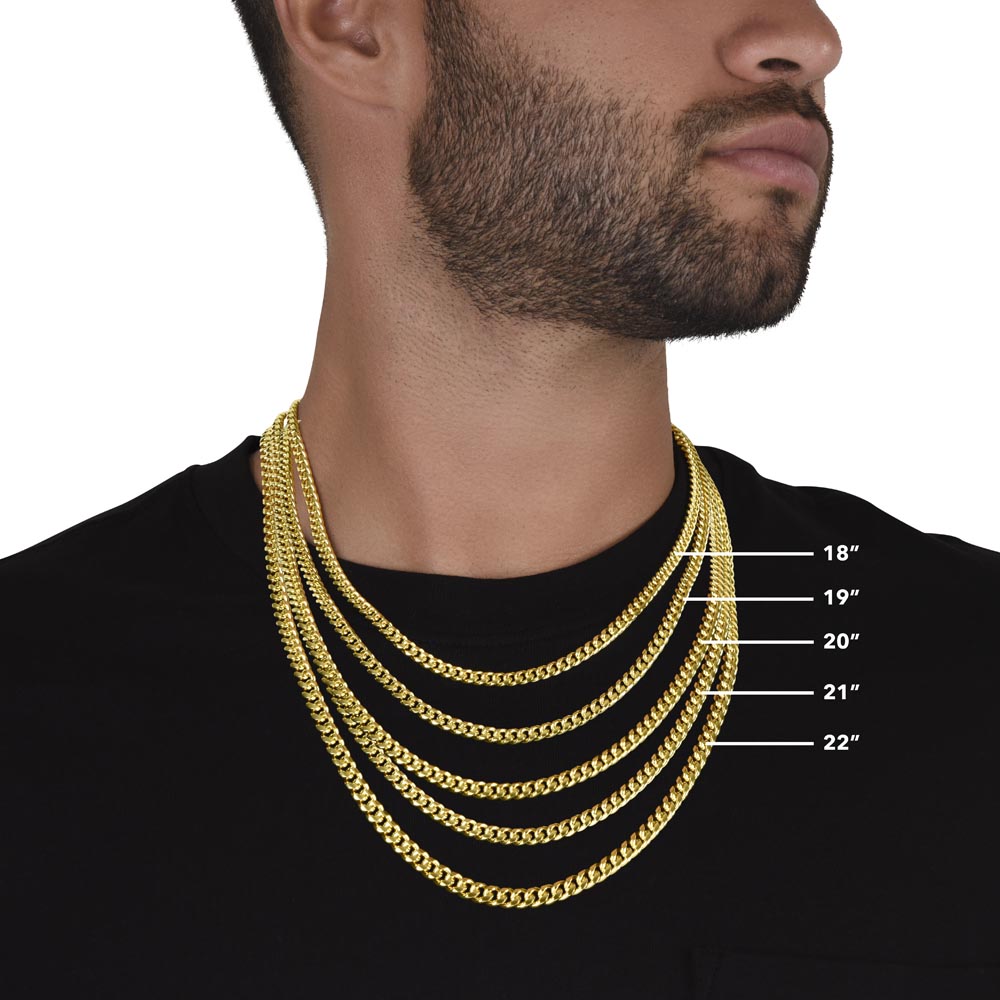 “Strong & Courageous” Cuban Link Chain | Joshua 1:9 Christian Necklace for Men