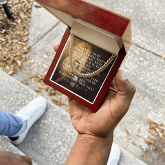 “Strong & Courageous” Cuban Link Chain | Joshua 1:9 Christian Necklace for Men