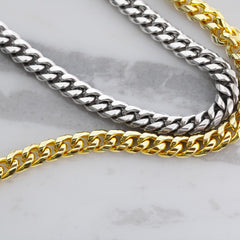 “Strong & Courageous” Cuban Link Chain | Joshua 1:9 Christian Necklace for Men