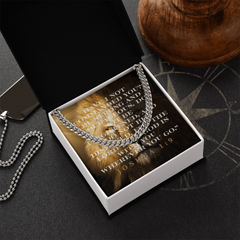 “Strong & Courageous” Cuban Link Chain | Joshua 1:9 Christian Necklace for Men
