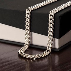 “Strong & Courageous” Cuban Link Chain | Joshua 1:9 Christian Necklace for Men