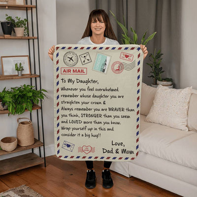 Daughter Blanket Gift from Mom & Dad – “Loved Forever” Sherpa Fleece Throw Blanket